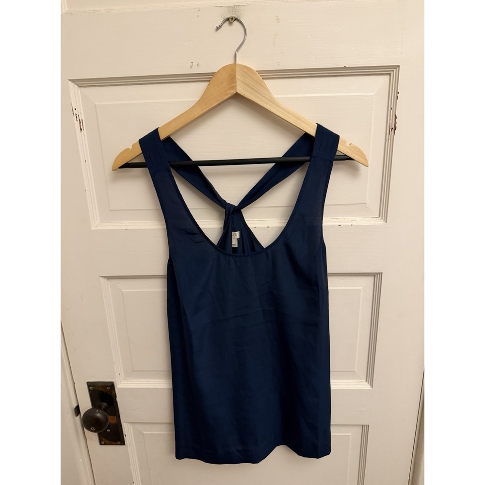 J.Crew Women's Navy Twist Back Tank Blouse Lightweight Minimalist Size 6